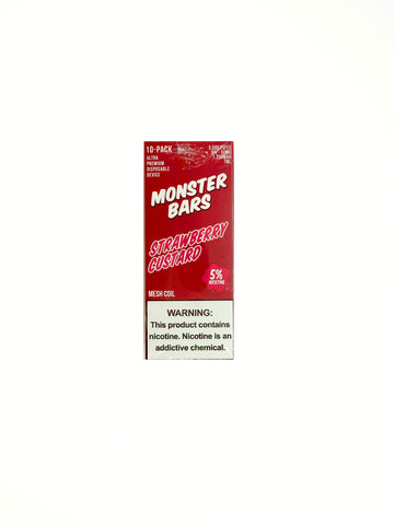 Monster Bars - Strawberry Custard Disposable 3500 Puffs (10pc display)