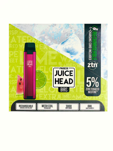 Juice Head Freeze Bars - Watermelon Lime Disposable 3000 Puffs (10pc display)